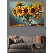 Tablomega Vazoda Büyük Sarı Ayçiçekleri Tablosu Dekoratif Kanvas - Mdf Ahşap Tablo