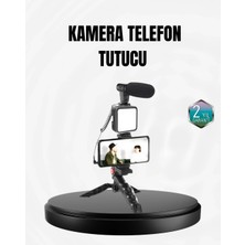 AyrStore Buğz Profesyonel Vlog Çekim Kiti LED Işıklı Tripod Mikrofonlu Telefon Seti