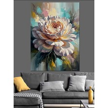 Tablomega Vazoda Beyaz Şakayık Çiçekleri Dekoratif Kanvas - Mdf Ahşap Tablo