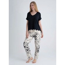 Wondergen Siyah - Çok Renkli Kadın Pijama Alt 401WON-1116-189