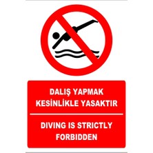 Tembel Baykuş Dalış Yapmak Kesinlikle Yasaktır Türkçe-Ingilizce Uyarı Levhası 20X30 cm Forex