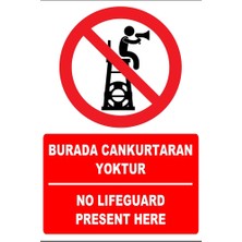 Tembel Baykuş Burada Cankurtaran Yoktur Türkçe-Ingilizce Uyarı Levhası 20X30 cm Forex