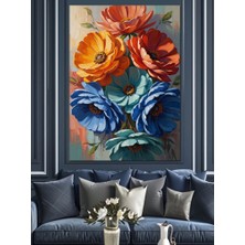 Tablomega Vazoda Renkli Canlı Çiçek Buketi Dekoratif Kanvas - Mdf Ahşap Tablo