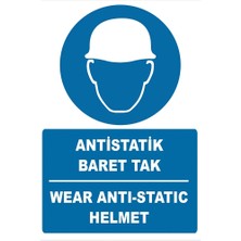 Tembel Baykuş Antistatik Baret Tak Türkçe-Ingilizce Uyarı Levhası 20X30 cm Forex