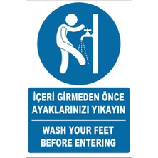 Tembel Baykuş Içeri Girmeden Önce Ayaklarınız Yıkayın Türkçe-Ingilizce Uyarı Levhası 20X30 cm Forex