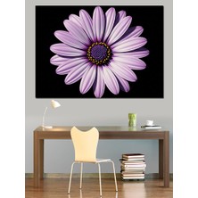 Tablomega Mor Yapraklı Tek Çiçek Dekoratif Kanvas - Mdf Ahşap Tablo
