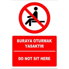 Tembel Baykuş Buraya Oturmak Yasaktır Türkçe-Ingilizce Uyarı Levhası 20X30 cm Forex