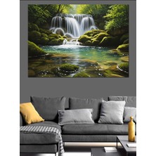 Tablomega Orman Içinde Sakin Şelale Manzarası Dekoratif Kanvas - Mdf Ahşap Tablo