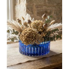 Akden Store Kesme Dekor El Işçiliği Mavi Cam Kase 25CM