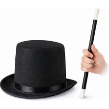 Skygo Çocuk Sihirbaz Şapkası ve Uzayan Yaylı Sihirli Sopa Seti