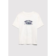 Mavi Good Team Vibes Baskılı Ekru Tişört 6610413-70057