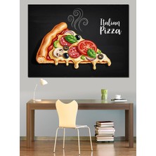 Tablomega Italyan Pizza Dilimi El Çizimi Dekoratif Kanvas - Mdf Ahşap Tablo