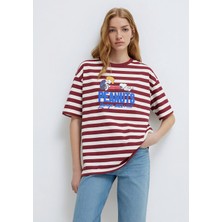 Mavi Snoopy Baskılı Bordo Tişört 1614057-91577