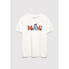Mavi Mavi Logo Baskılı Ekru Tişört 7610426-70057