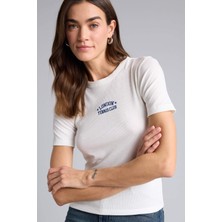 DeFacto Slim Fit Nakışlı Fitilli Kaşkorse Tişört H2357AX26SM