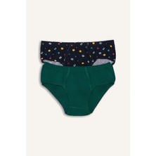 DeFacto Desenli Penye 2'li Slip Külot Erkek Çocuk H5944A826SM
