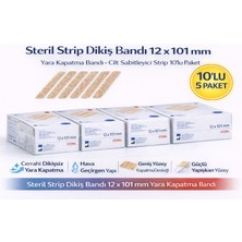Negok Steril Strip Dikiş Bandı 12 x 101 mm Yara Kapatma Bandı Cilt Sabitleyici Strip 10’lu 5 Paket