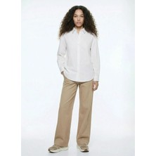 Discovery Expedition D6SL-GML3543 Beyaz  Relaxed Fit Kadın Gömlek