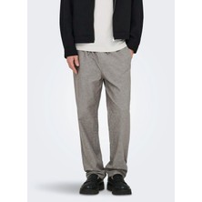 Only & Sons Siyah Erkek Rahat Chino Pantolon 22028267 Onssınus Loose Lın Pnt Nos