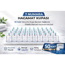 Paxteks 7 Numara Hacamat Kupası 50 Adet Vakumlu Kupa Bardak Dayanıklı Plastik Manuel Hacamat Kabı Seti