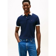 Tommy Hilfiger Mavi Erkek Polo T-Shirt MW0MW41962C1G_COLLAR & Cuff Interes