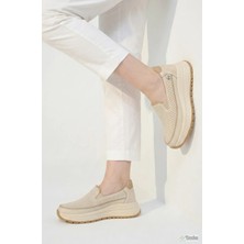 Mammamia Kadın Bağcıksız Hakiki Deri Ortopedik Spor Tarz Ultra Hafif  Kalın Taban Spor Tarz Ayakkabı M27YA/3910