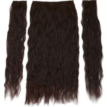 Fiber Sen Kabarık Dalgalı Yarım Ay + 2 Yan Çıt Çıt / Koyu Kahve