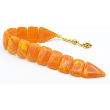 Murty99 Iri Taneli Hareli Turuncu Toz Kehribar Balık Tesbih 002