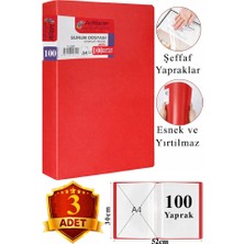 ArtMaster Kırmızı Sunum Dosyası 100 Lü 3 Adet Poşet Dosyalı Katalog Dosyası 100 Poşetli Kendinden Dosya Plastik Kapaklı
