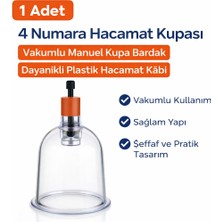 Negok 4 Numara Hacamat Kupası 1 Adet Vakumlu Manuel Kupa Bardak Dayanıklı Plastik Hacamat Kabı