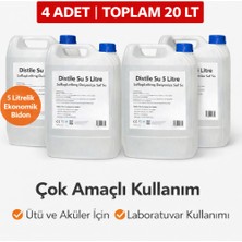 Negok 4 Adet Distile Su 5 Litre Toplam 20 Litre Saflaştırılmış Deiyonize Saf Su Çok Amaçlı Kullanım
