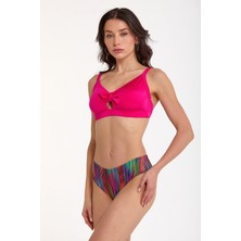 Argento Kadın Fiyong Detaylı Fuşya Çıkarılabilir Ince Kaplı Üçgen Bikini Takımı