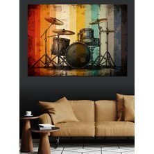 Tablomega Sahne Işıkları Altında Davul Seti Dekoratif Kanvas - Mdf Ahşap Tablo