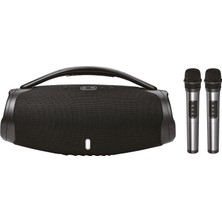 Avcı Teknoloji Market 60W Ultra Stereo Taşınabilir Premium Hoparlör Çift Mikrofonlu Karaoke Seti 3000MAH Şarjlı