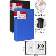 ArtMaster Siyah Mavi Sunum Dosyası 100 Lü 2 Adet Poşet Dosyalı Katalog Dosyası 100 Poşetli Kendinden Dosya Plastik Kapaklı