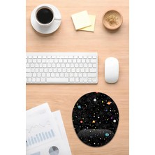 Hamiki Uzay ve Gezegen Desenli Bilek Destekli Kaymaz Buruşmaz Kırılmaz Mouse Pad