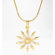 Stella Fortis Opal Baget Taşlı Güneş Figürlü Işıltılı Kadın Kolye –  Paslanmaz Çelik | Starburst Model