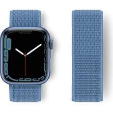 Lims Store Newface Apple Watch 38MM Hasırlı Cırtcırtlı Kordon - Mavi