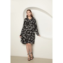 Negok Desenli Gömlek Elbise