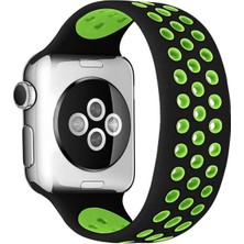Lims Store Newface Apple Watch 42MM Ayarlı Delikli Silikon Kordon - Siyah-Yeşil