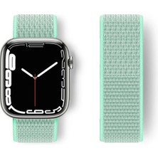Lims Store Newface Apple Watch 42MM Hasırlı Cırtcırtlı Kordon - Turkuaz