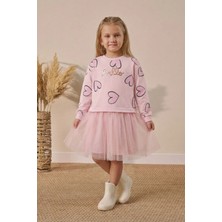 Minipodyum Pamuk Mevsimlik Uzun Kollu Günlük Kız Çocuk Tüllü Elbise 4-7 Yaş