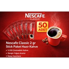 Negok Kahve Classic 2 gr 50 Adet Stick Paket Hazır Kahve %100 Çözünebilir Zengin Yoğun Aroma