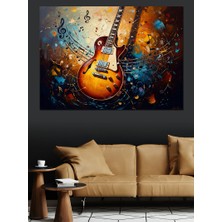 Tablomega Işık Saçan Sanatsal Elektro Gitar Dekoratif Kanvas - Mdf Ahşap Tablo