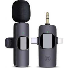Daytona K9 Wireless (Kablosuz Mikrofon) 3ın1 Kablosuz Type-C - Lightning -3,5mm Jak Tekli Yaka Mikrofonu