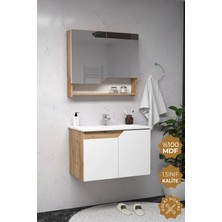 Teta Home Napoli 80 cm Mdf Banyo Dolabı Seti  Atlantik Çam-Beyaz