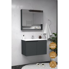 Teta Home Napoli 80 cm Mdf Banyo Dolabı Seti  Antrasit