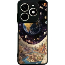 Tecno Spark 20C Uyumlu Uzay Tasarımlı Glossy Premium Kılıf