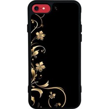 iPhone Se Uyumlu Yaldizli Cicek Tasarımlı Glossy Premium Kılıf