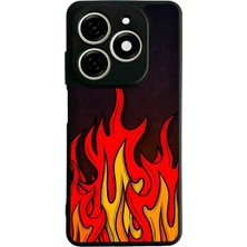 Bg Aksesuar Tecno Spark 20 Uyumlu Retro Flame Patterns Tasarımlı Glossy Premium Kılıf